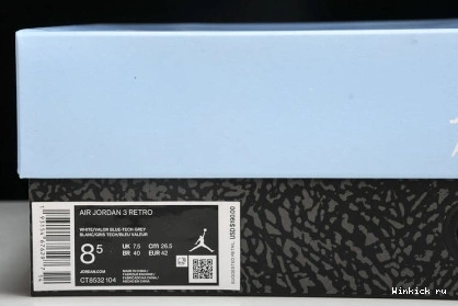 JORDAN “UNC” AIR WHITE 3 RETRO 0912